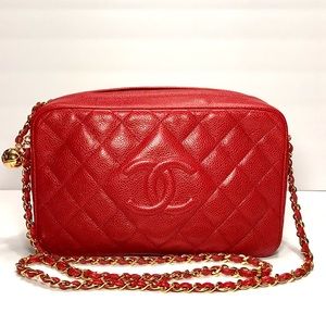 COPY - Vintage Chanel Red Quilted Caviar Camera Bag